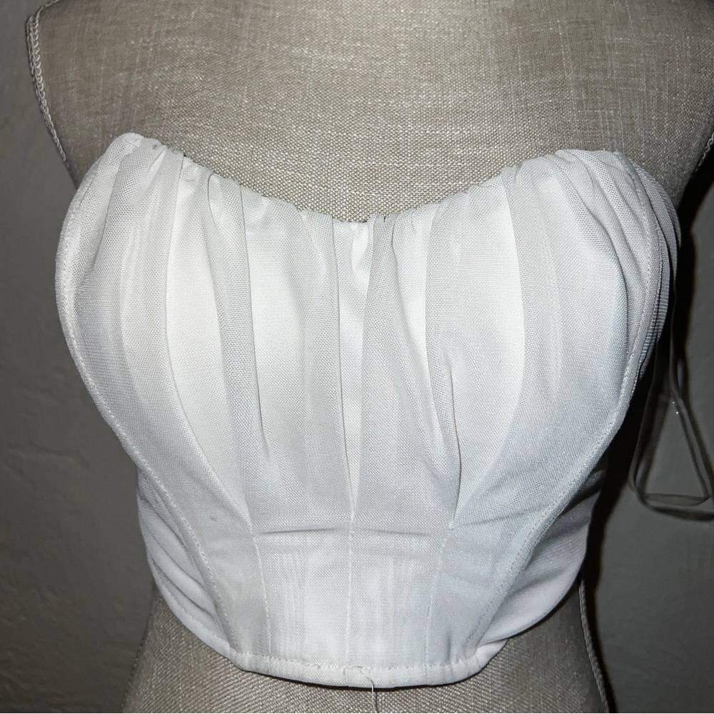 White corset tube top